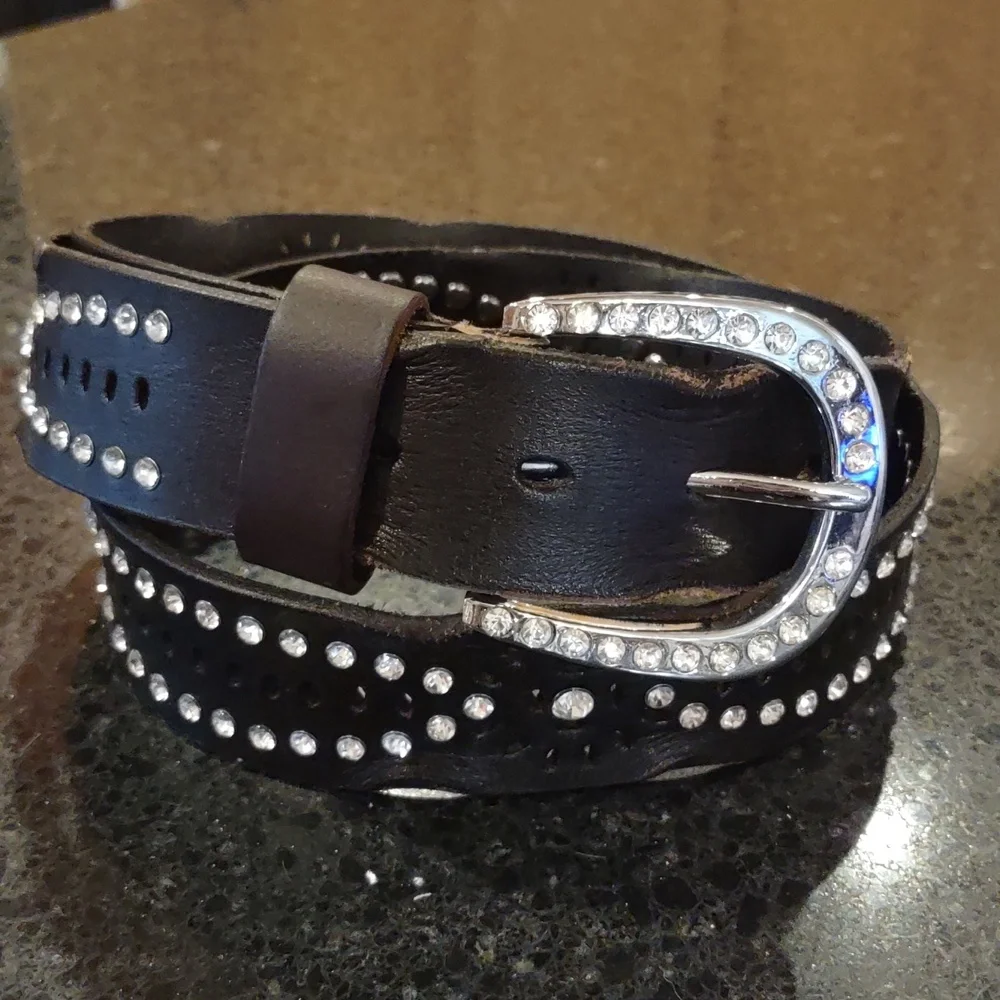 BKE | Genuine Leather Rhinestone Embellished Brown 🤎 Belt